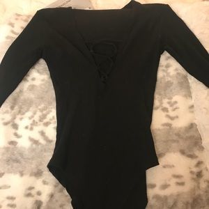Black Ribbed Bodysuit